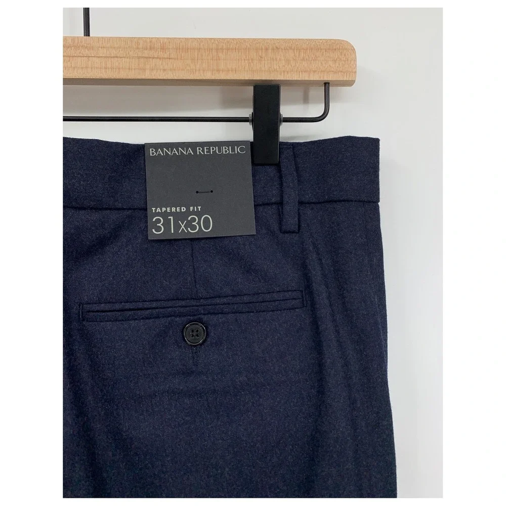 Banana Republic Dress Pants 31x30 Blue Vitale Barberis Canonico Flannel 120s NEW
